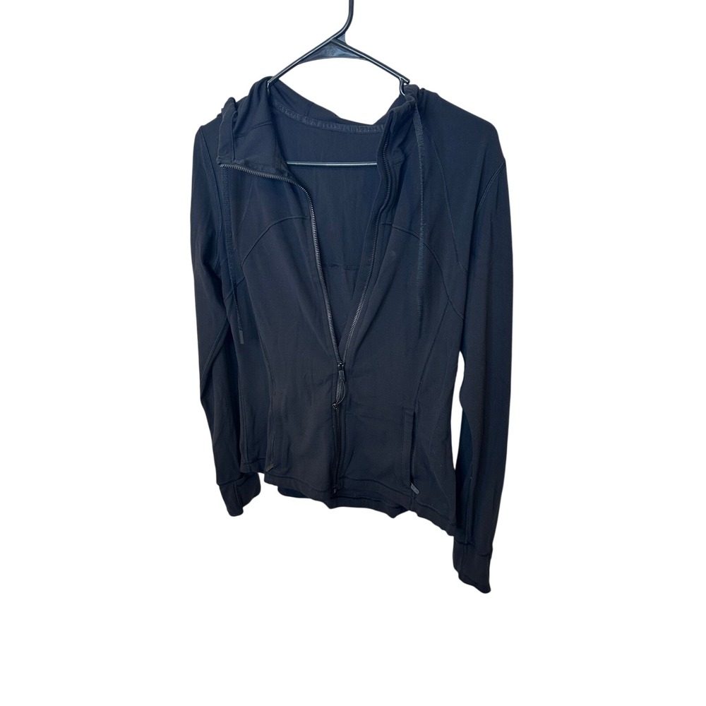 Lululemon Define Hooded Jacket Black Luon Full Zip Activewear‎ Size 10 LW4BQYS